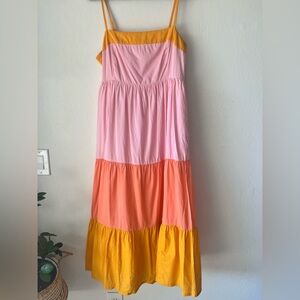 J. Crew Pink, Orange, and Yellow Dress